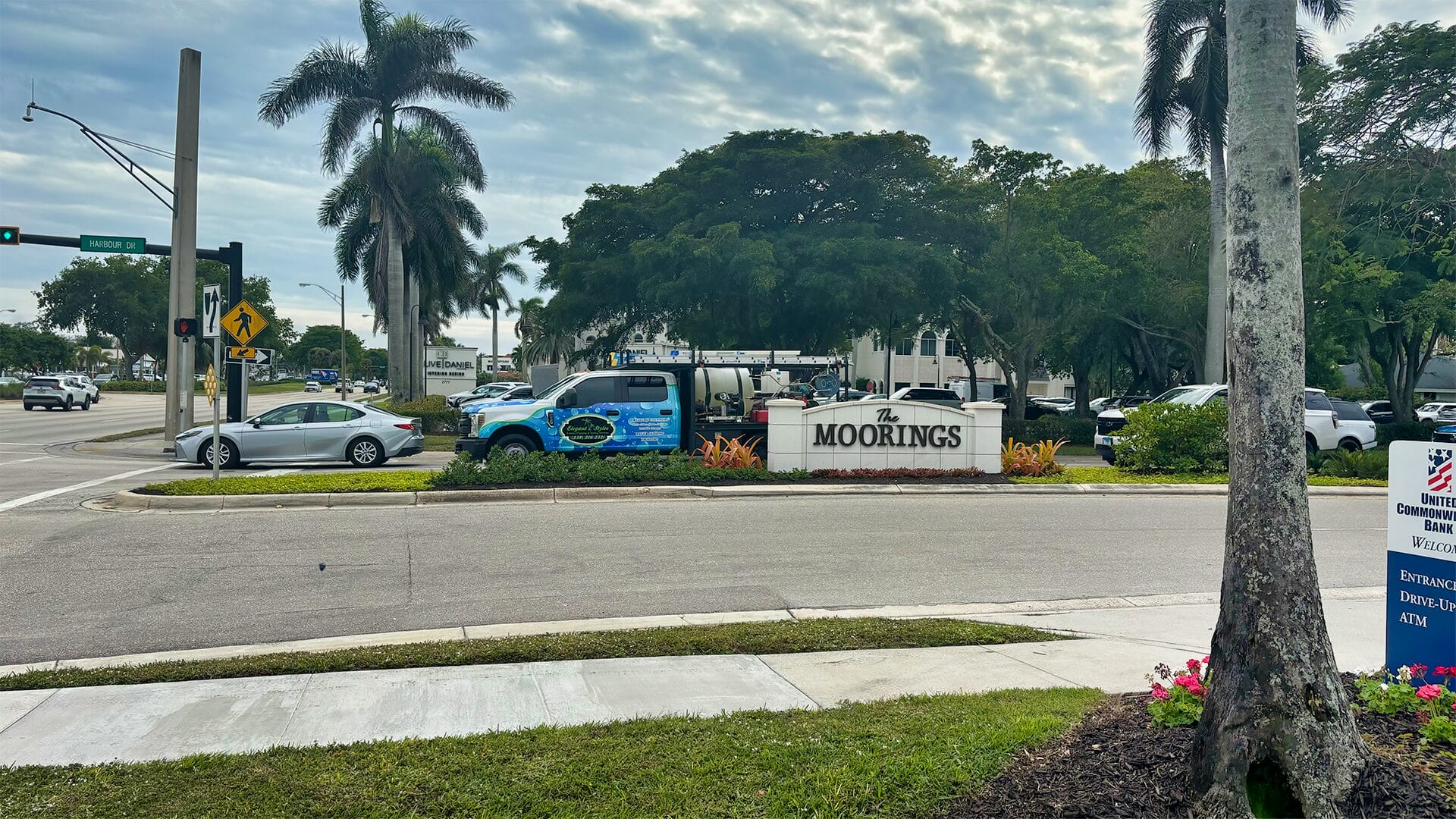 Professional exterior cleaning services for The Moorings Naples, FL with power washing of roofs, driveways, and lanai.