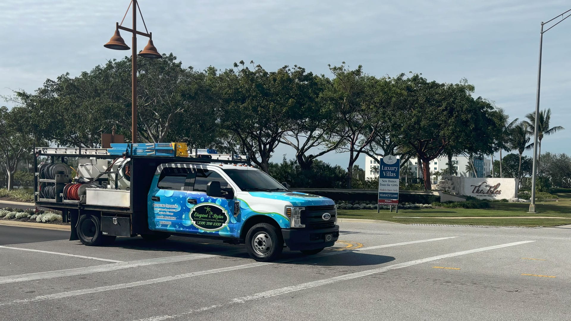 Elegant Styles Power Washing exterior cleaning services in The Isles of Collier Preserve, Naples, FL, including roof cleaning, driveway sealing, and power washing.